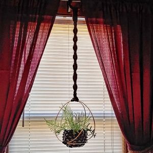 Modern Macrame Double Brass Hoops plant hanger